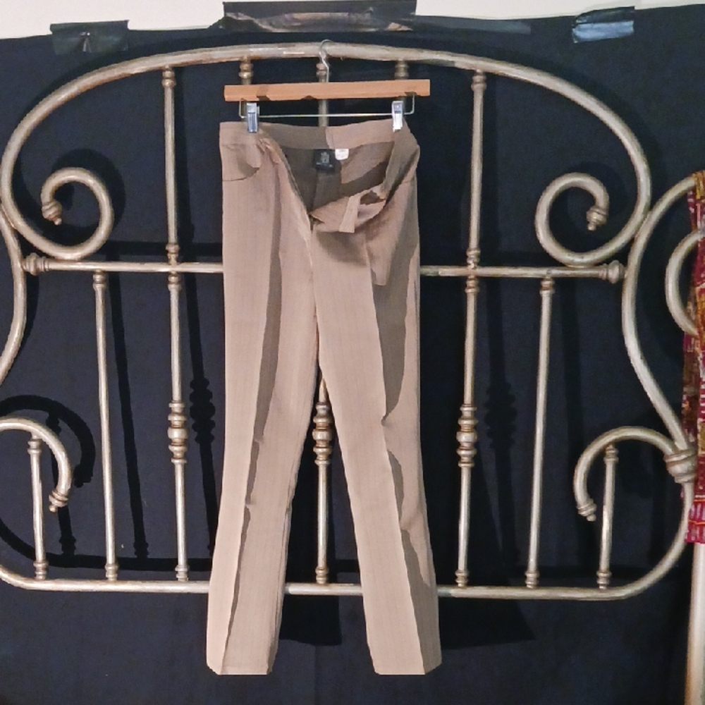 Anna Huling Fitted, Creased, Camel Pinstriped Pant